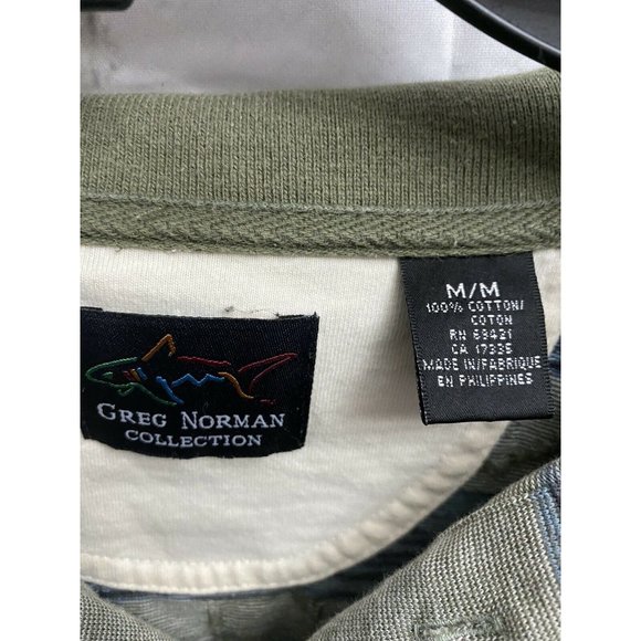 Greg Norman 3 Button Polo Shirt, M Pre-owned, Unique Pattern, 100% Cotton - Picture 6 of 8